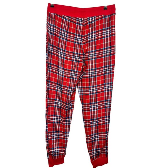 Retro Plaid Joggers Red M Festive Holiday Christmas Santa Preppy Classic Chic - Picture 2 of 7
